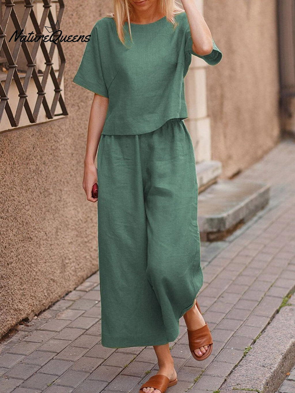 Women's Solid Color Short Sleeve Suit