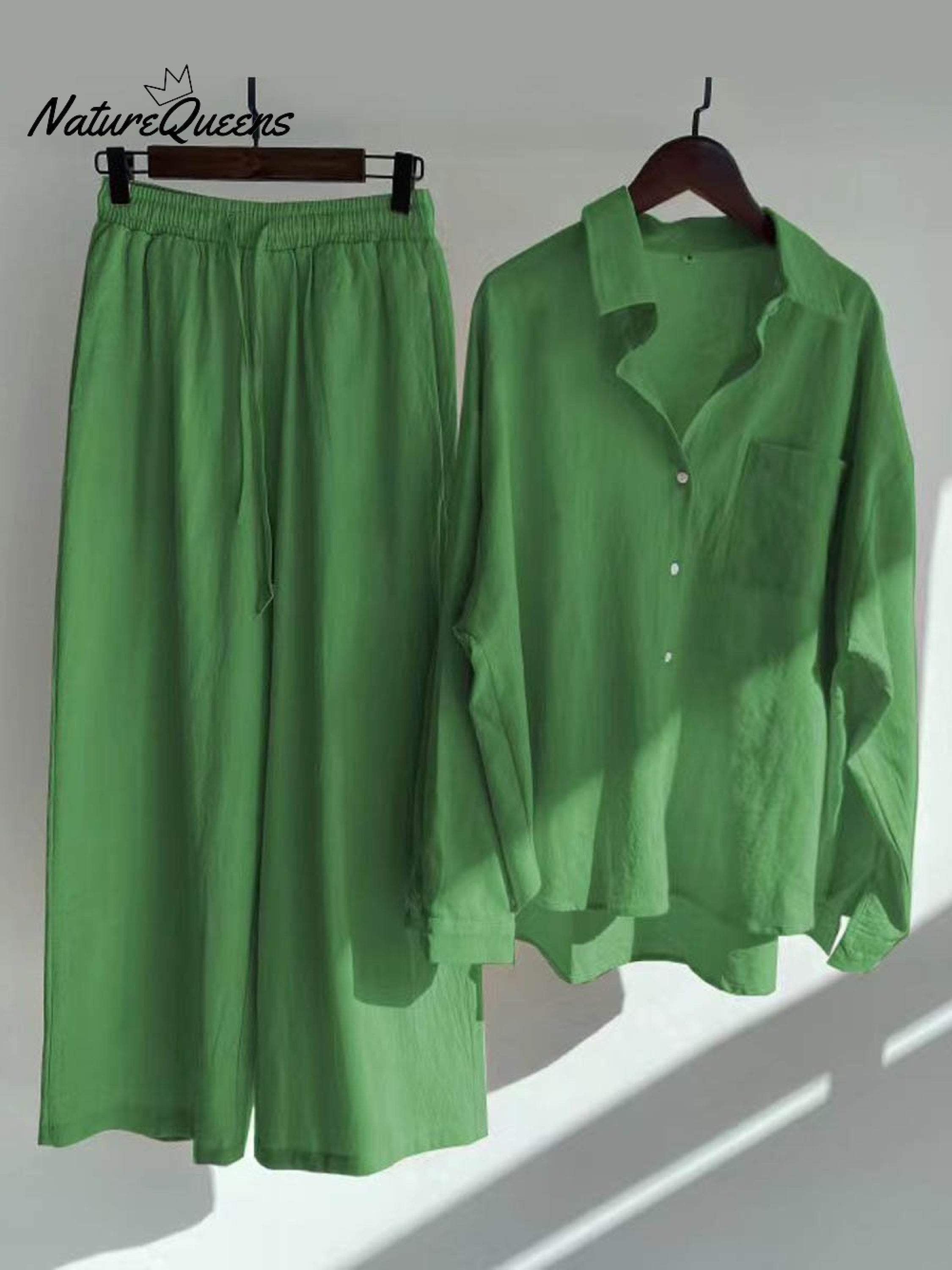 Women's Solid Color Loose Elegant High Waist Casual Cotton And Linen Suit