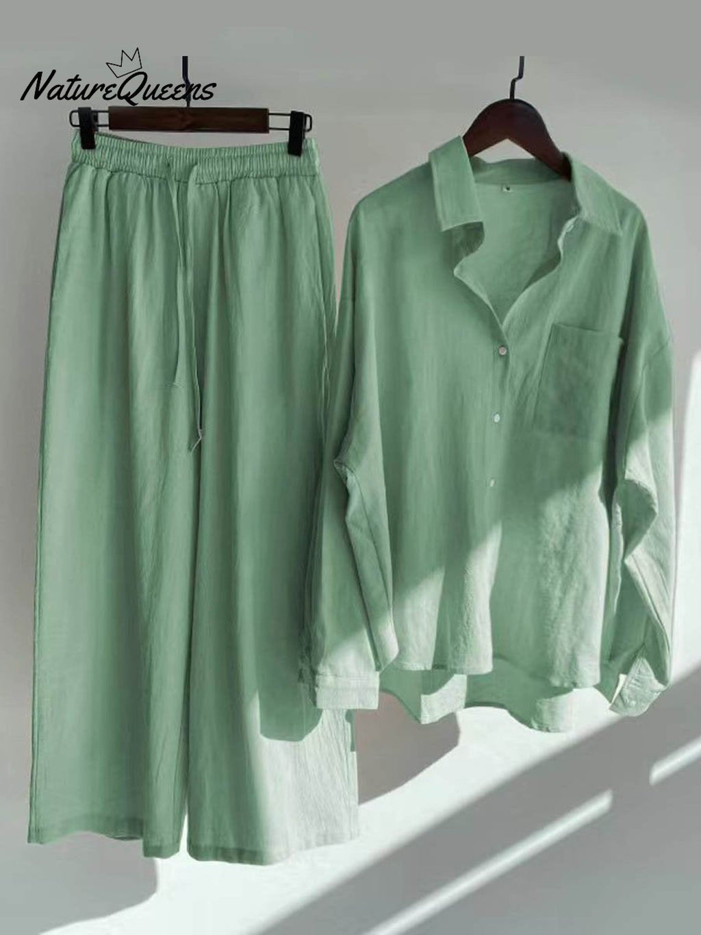 Women's Solid Color Loose Elegant High Waist Casual Cotton And Linen Suit