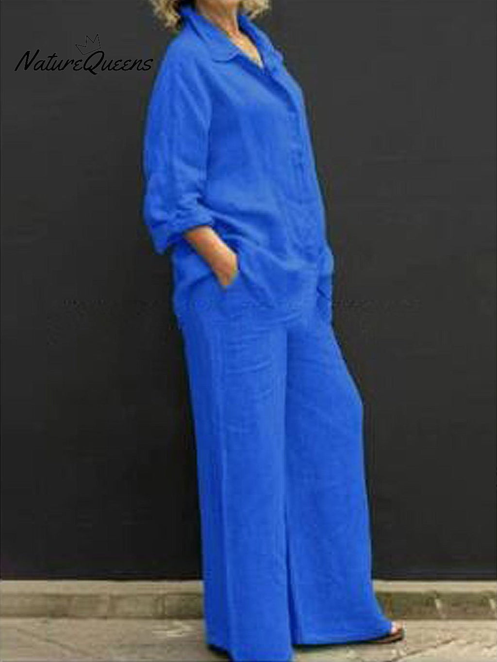 Women's Solid Color Loose Elegant Casual Shirt Suit