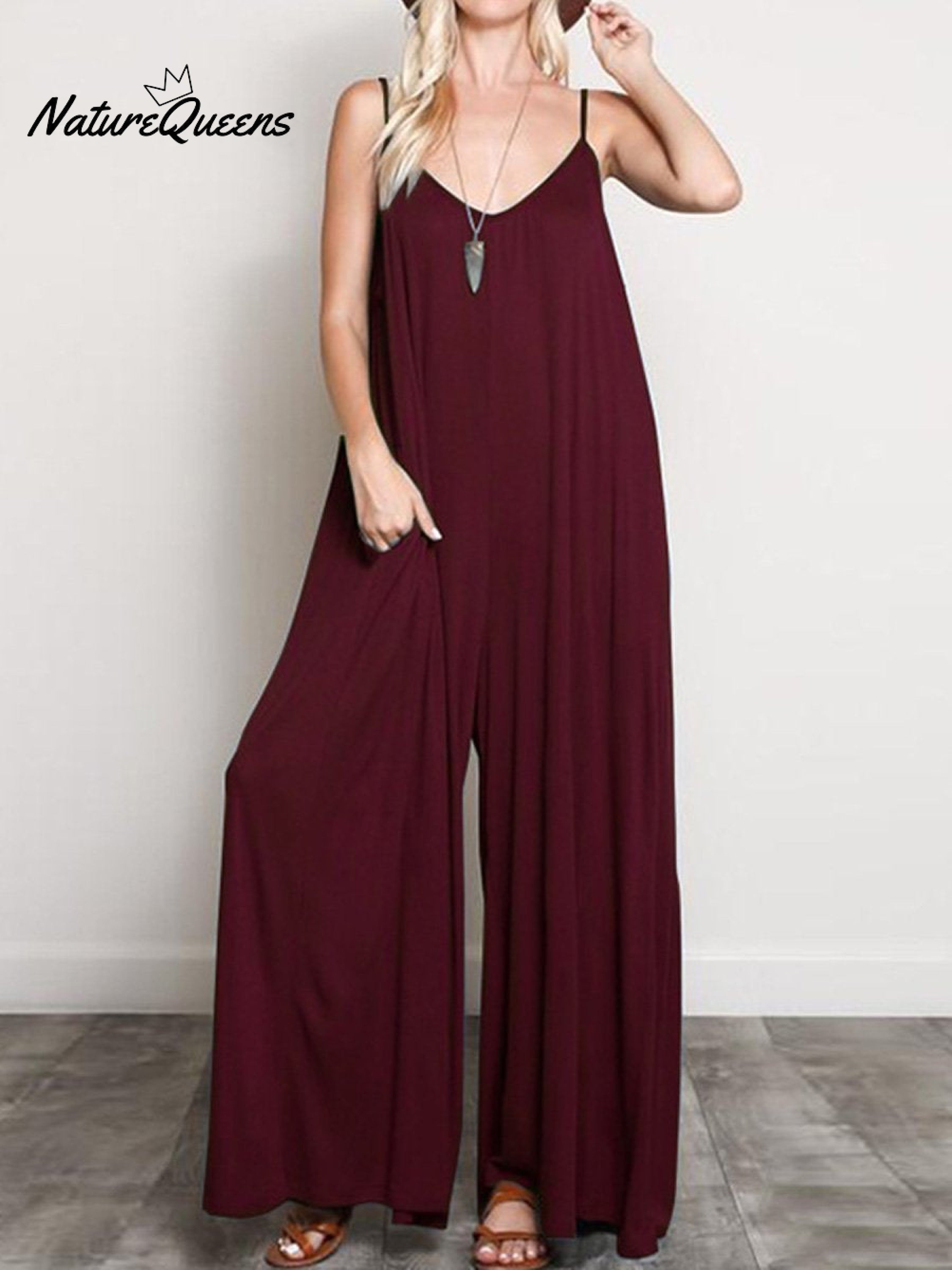 Women's Summer V-Neck Wide Leg Jumpsuit
